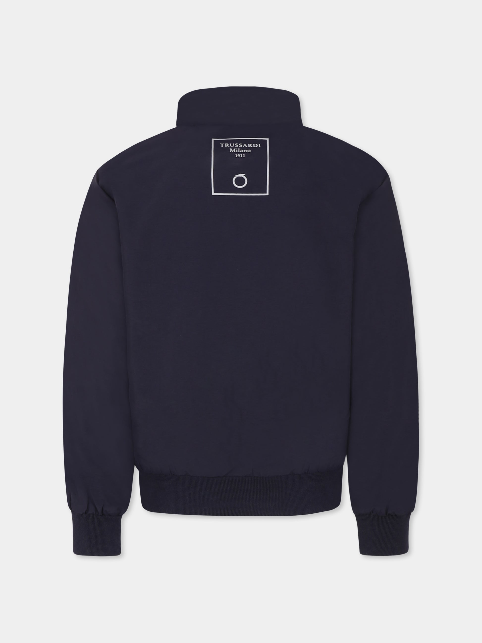 Giubbotto blu per bambino con logo,Trussardi Junior,TBP25088GB BLUE NAVY