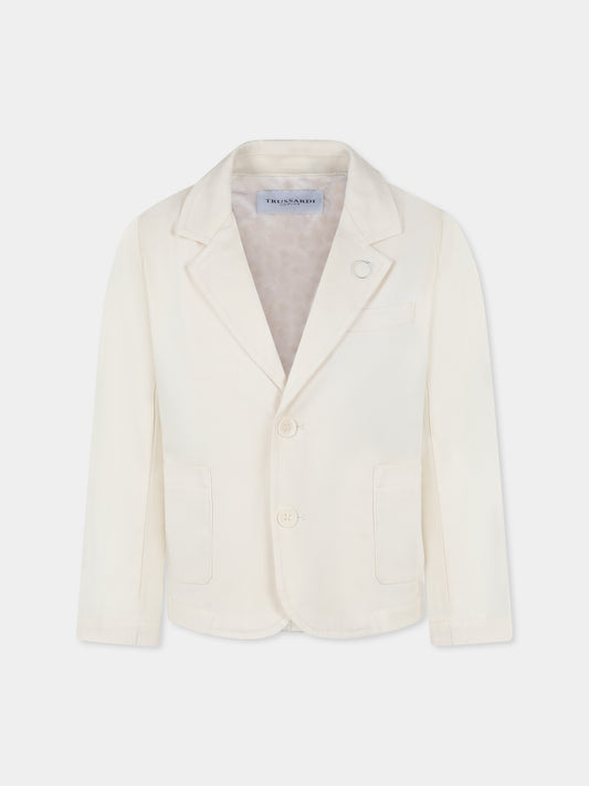 Giacca avorio per bambino con logo,Trussardi Junior,TBP25089GC BUTTER