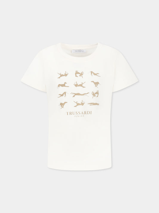 Ivory t-shirt for kids with logo