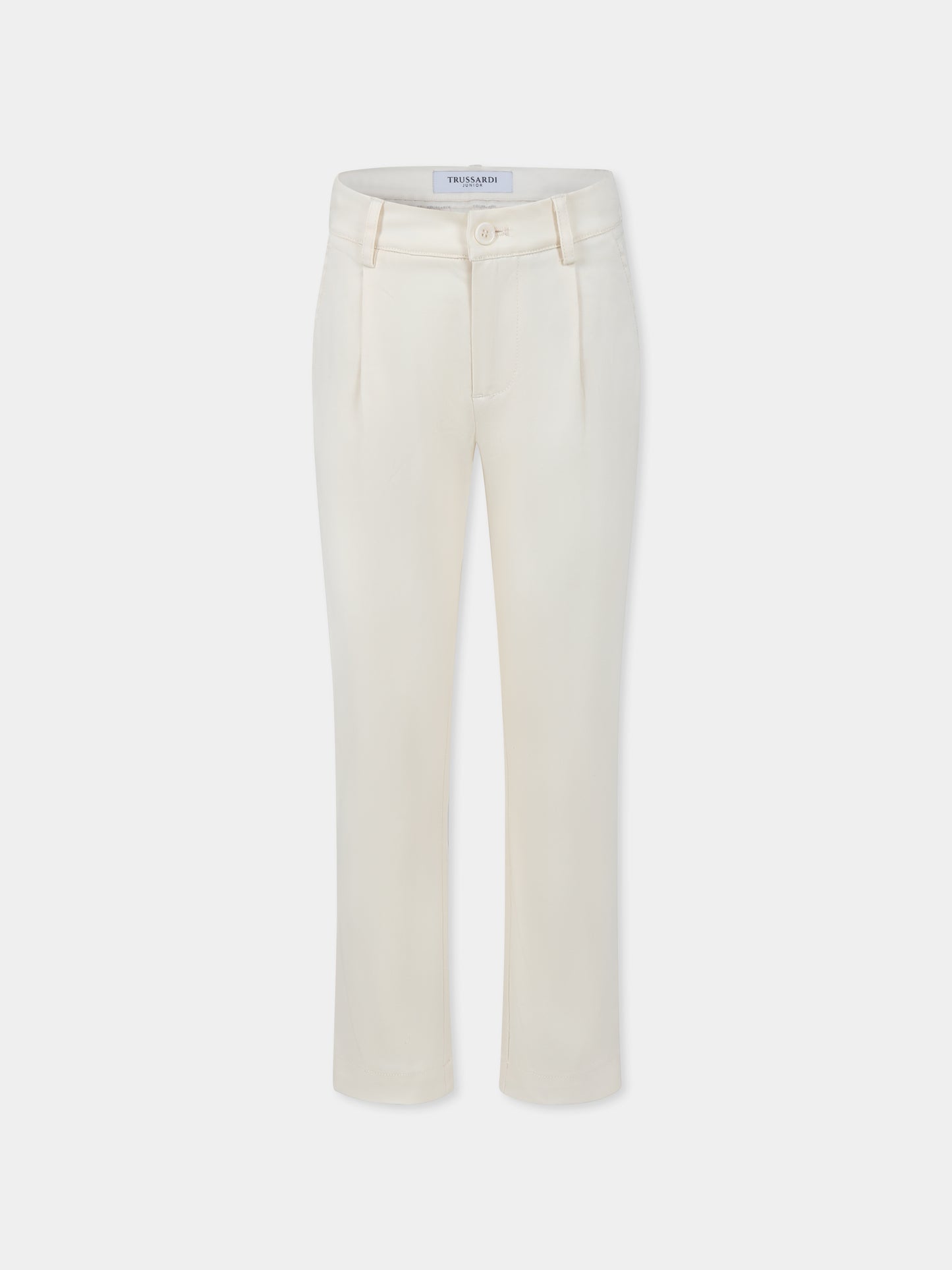 Pantaloni avorio per bambino con logo,Trussardi Junior,TBP25095PA BUTTER