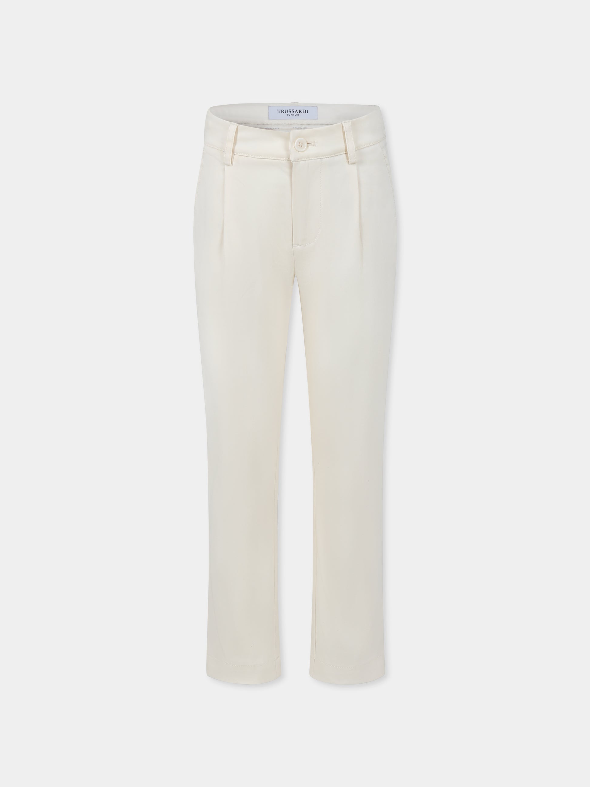 Pantaloni avorio per bambino con logo,Trussardi Junior,TBP25095PA BUTTER