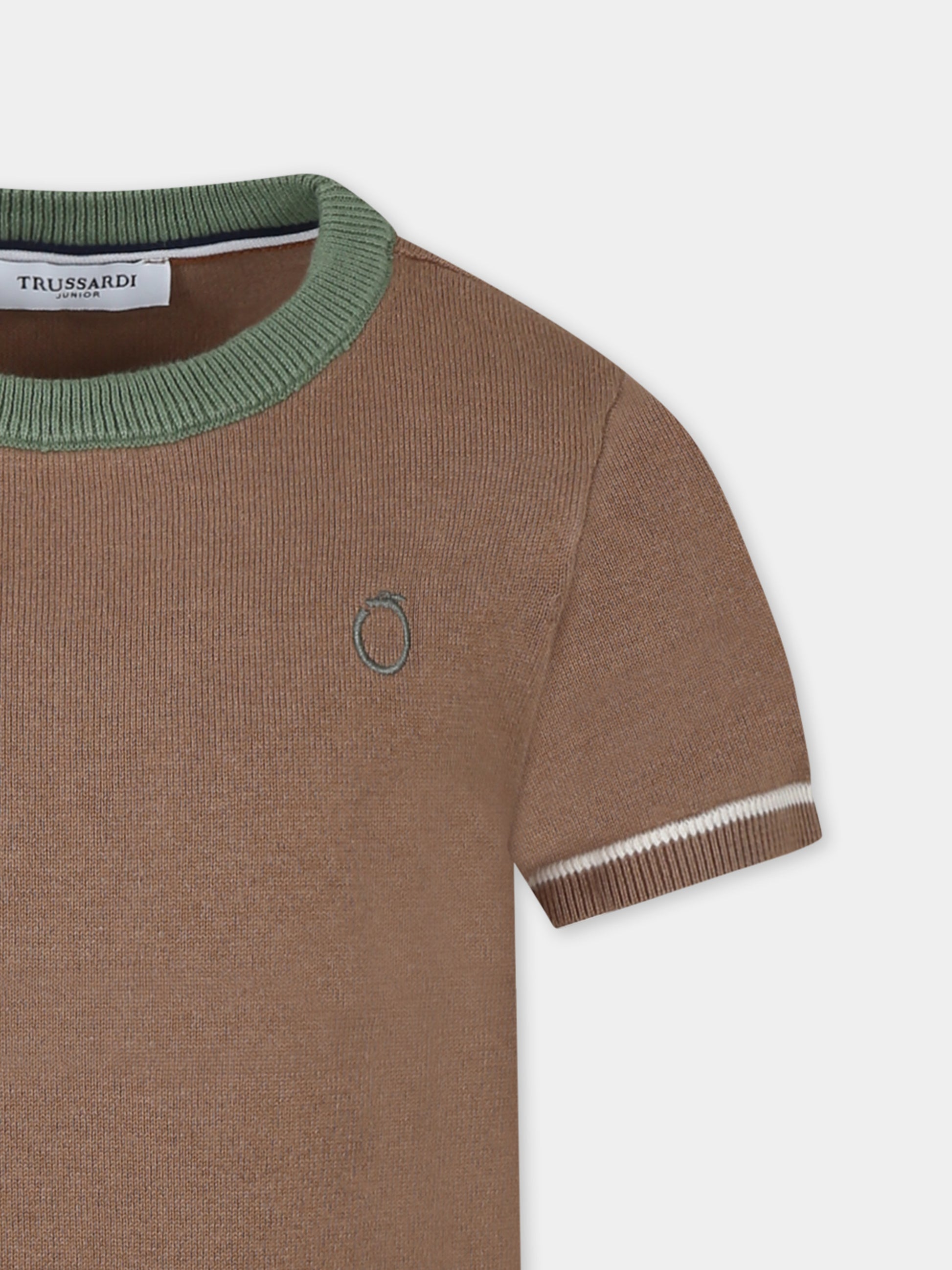 Maglione marrone per bambini con logo,Trussardi Junior,TBP25113MA BEIGE MOICA