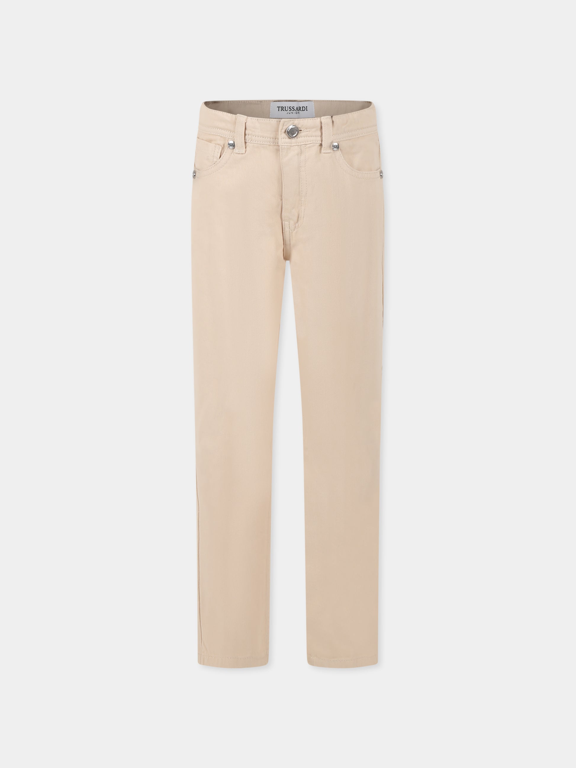 Pantaloni beige per bambino con logo,Trussardi Junior,TBP25134PA BEIGE LIGHT