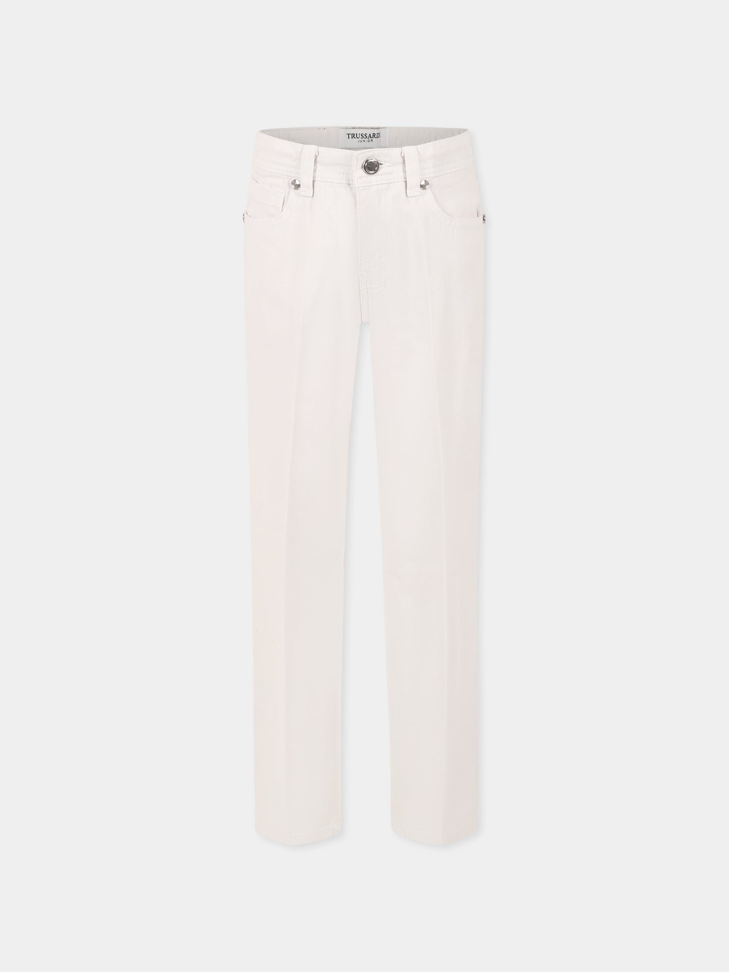 Pantaloni bianchi per bambino con logo,Trussardi Junior,TBP25134PA WHITE