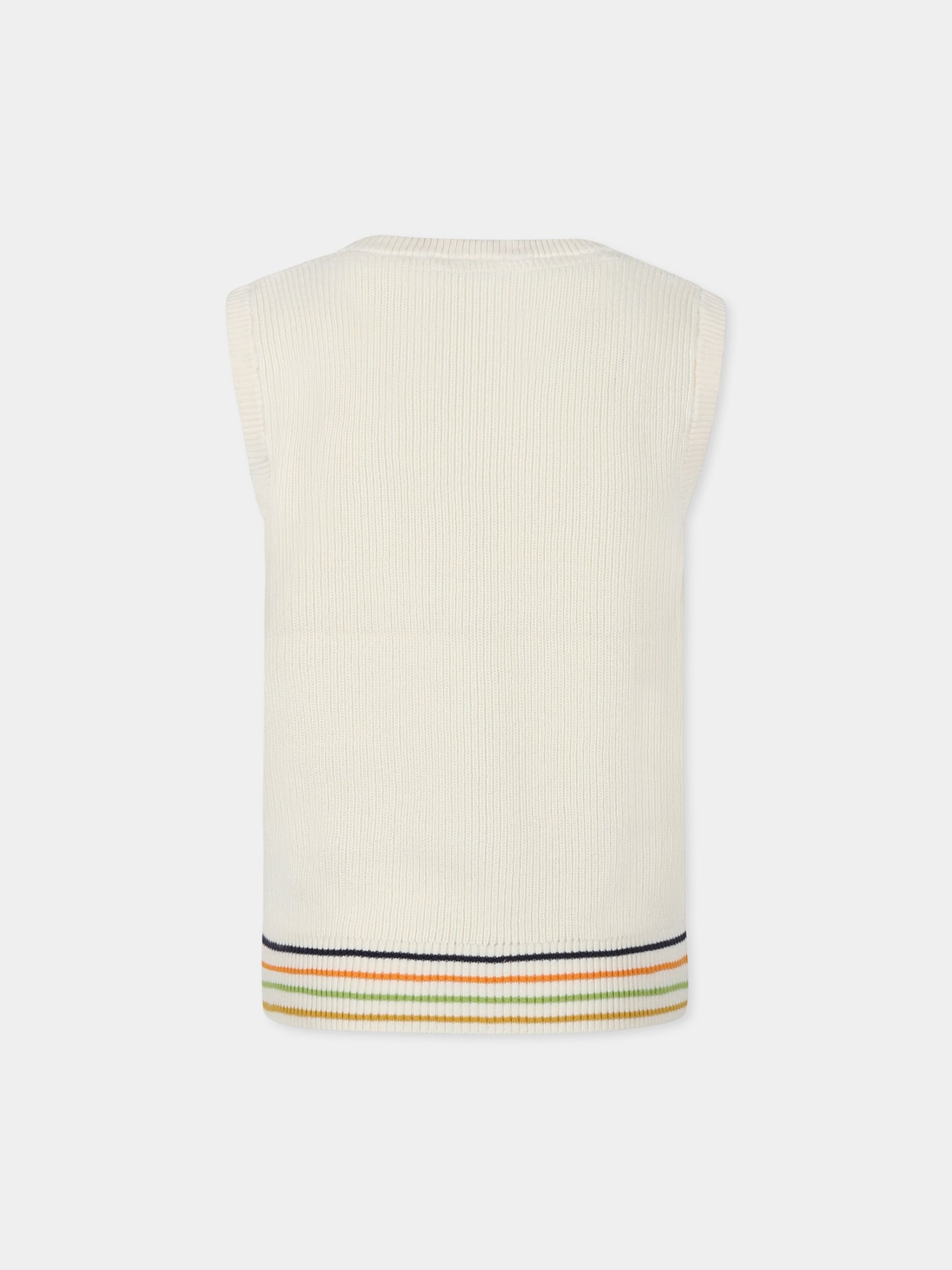 Ivory vest sweater for kids with logo