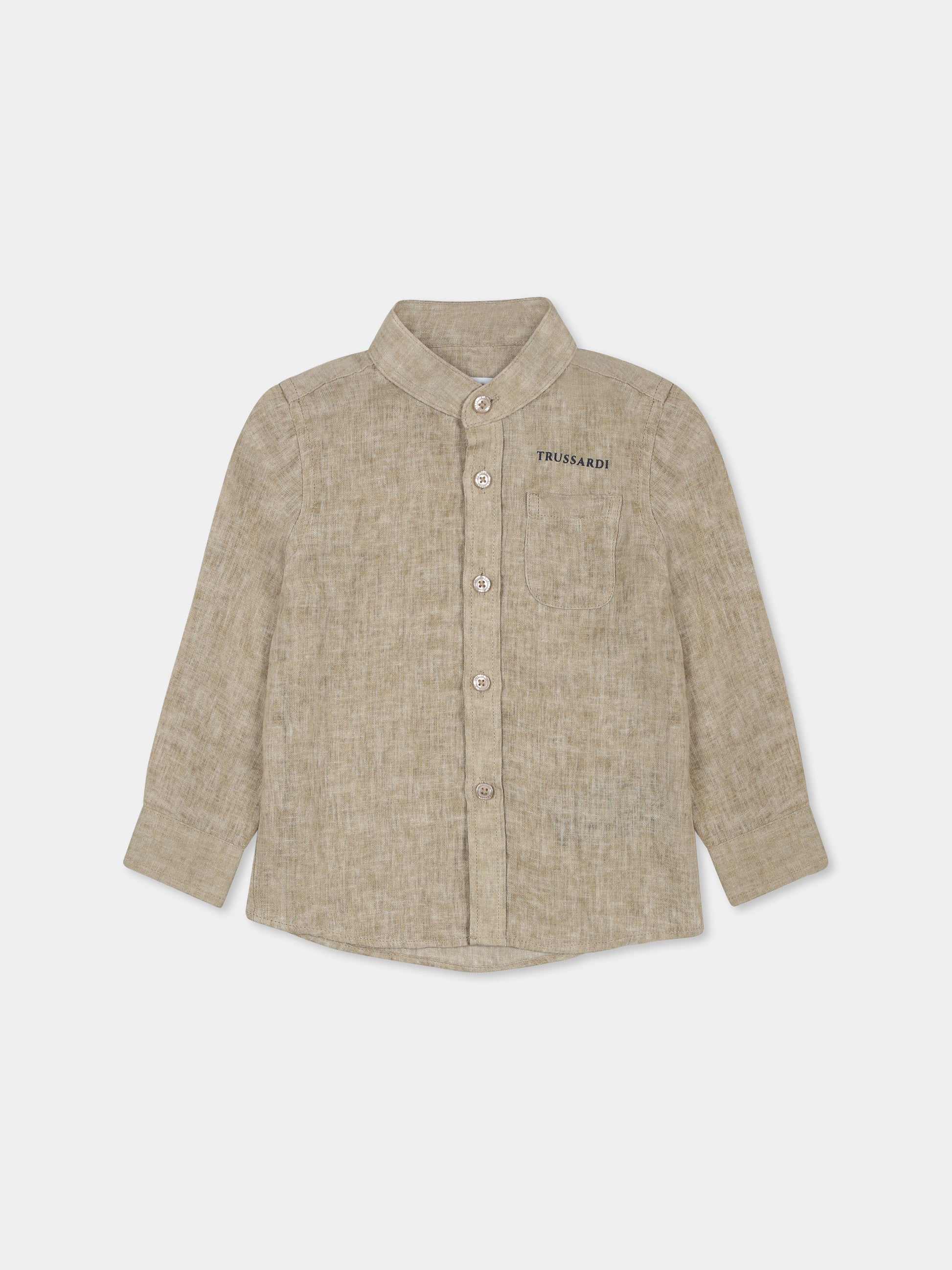Camicia beige per neonato con logo,Trussardi Junior,TIP25042CA BEIGE LIGHT