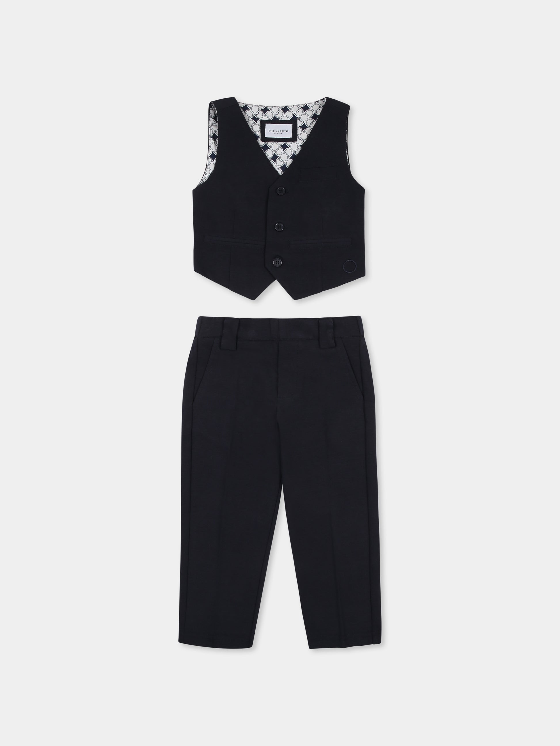 Completo blu per neonato con logo,Trussardi Junior,TIP25048JP BLUE NAVY