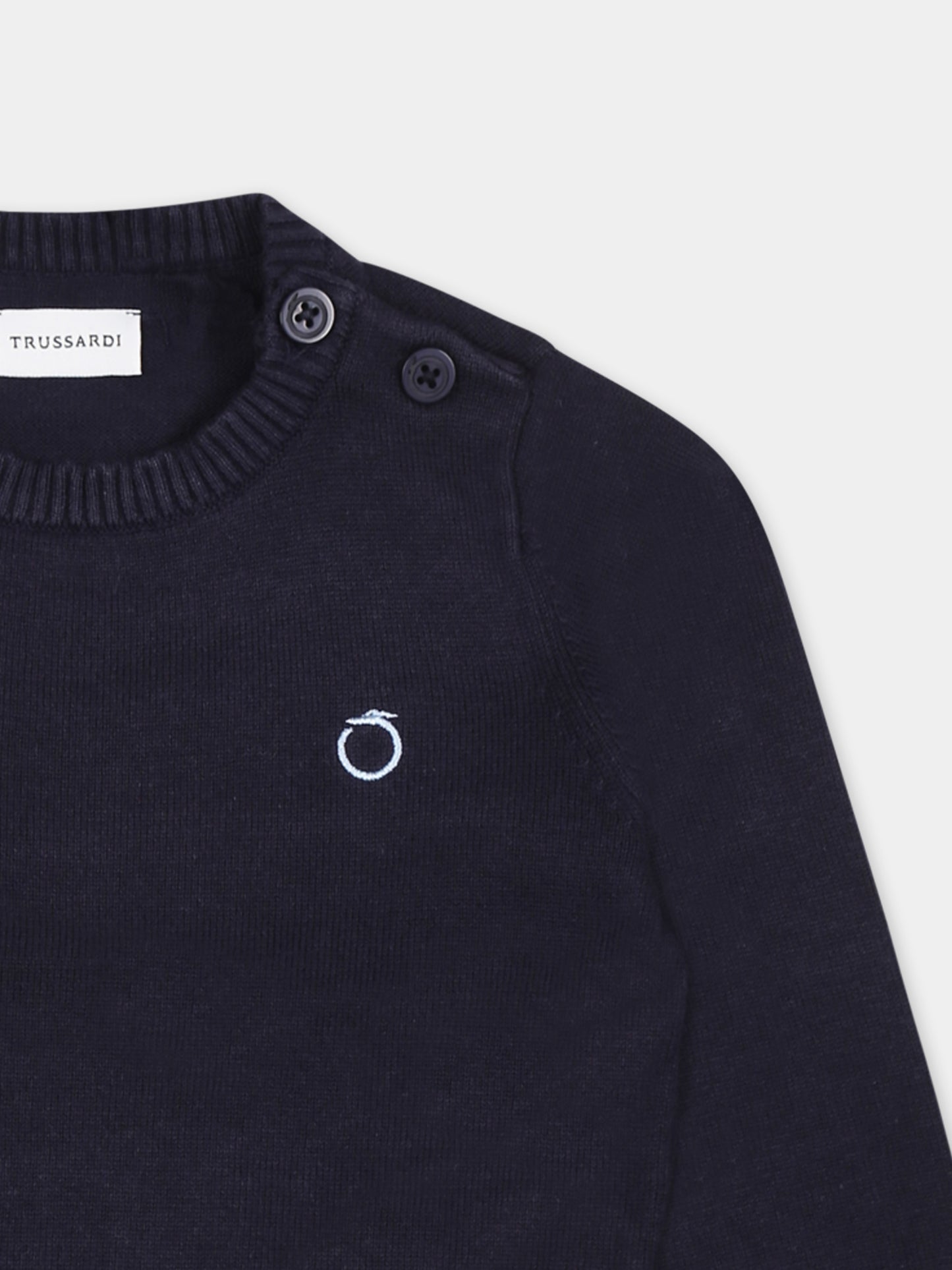 Maglione blu per neonato con logo,Trussardi Junior,TIP25072MA BLUE NAVY