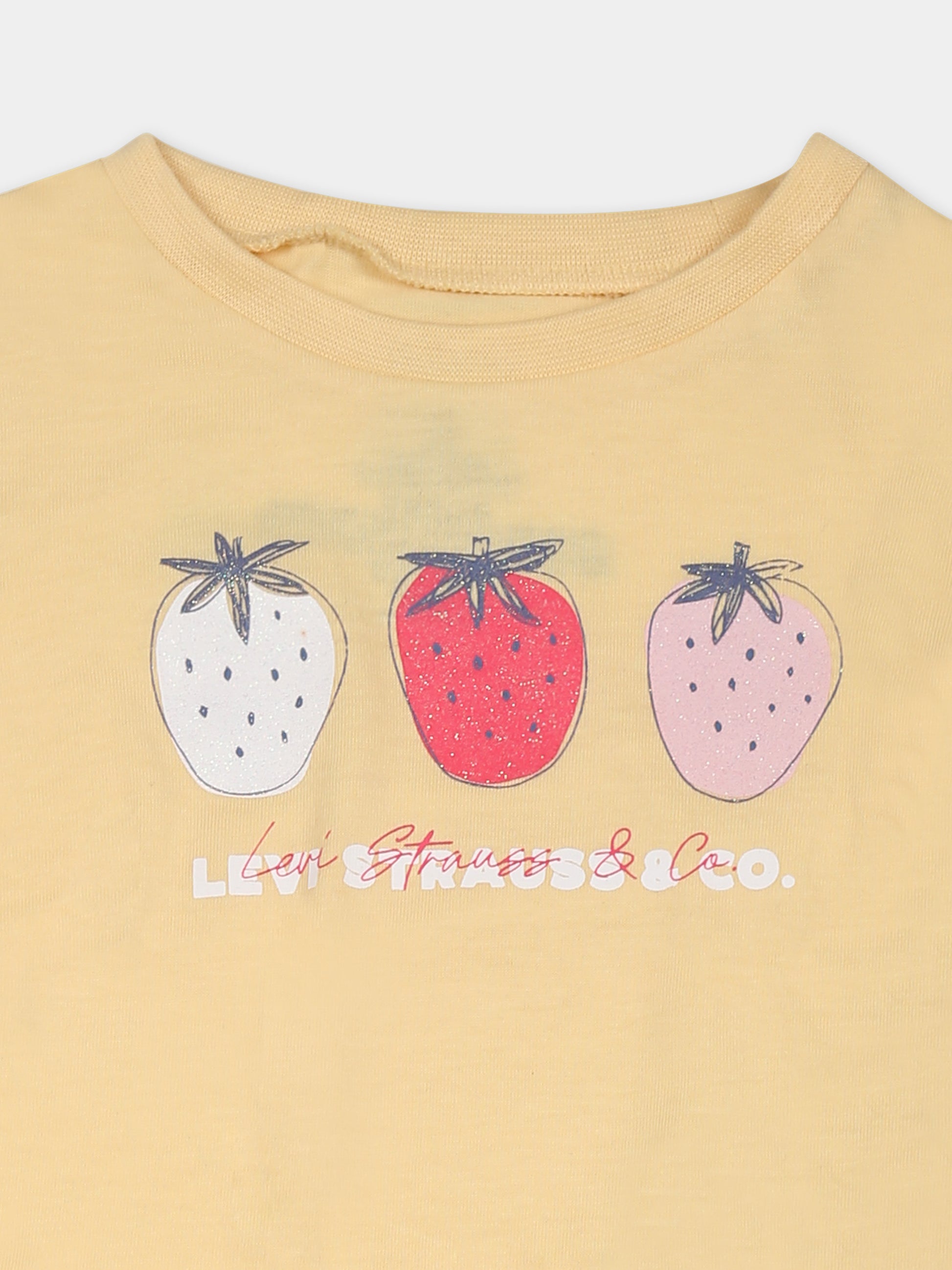 Completo giallo per neonata con fragole,Levi's Kids,1EK061 Y04