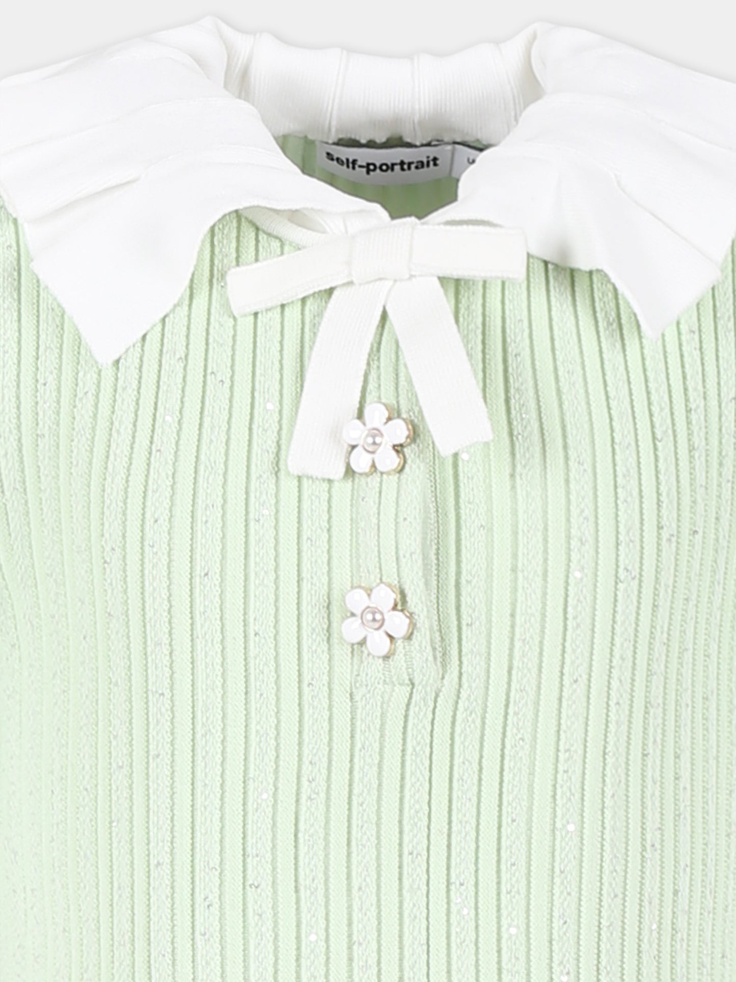 Vestito verde per bambina con fiocco,Self-portrait,SS25-702S-G