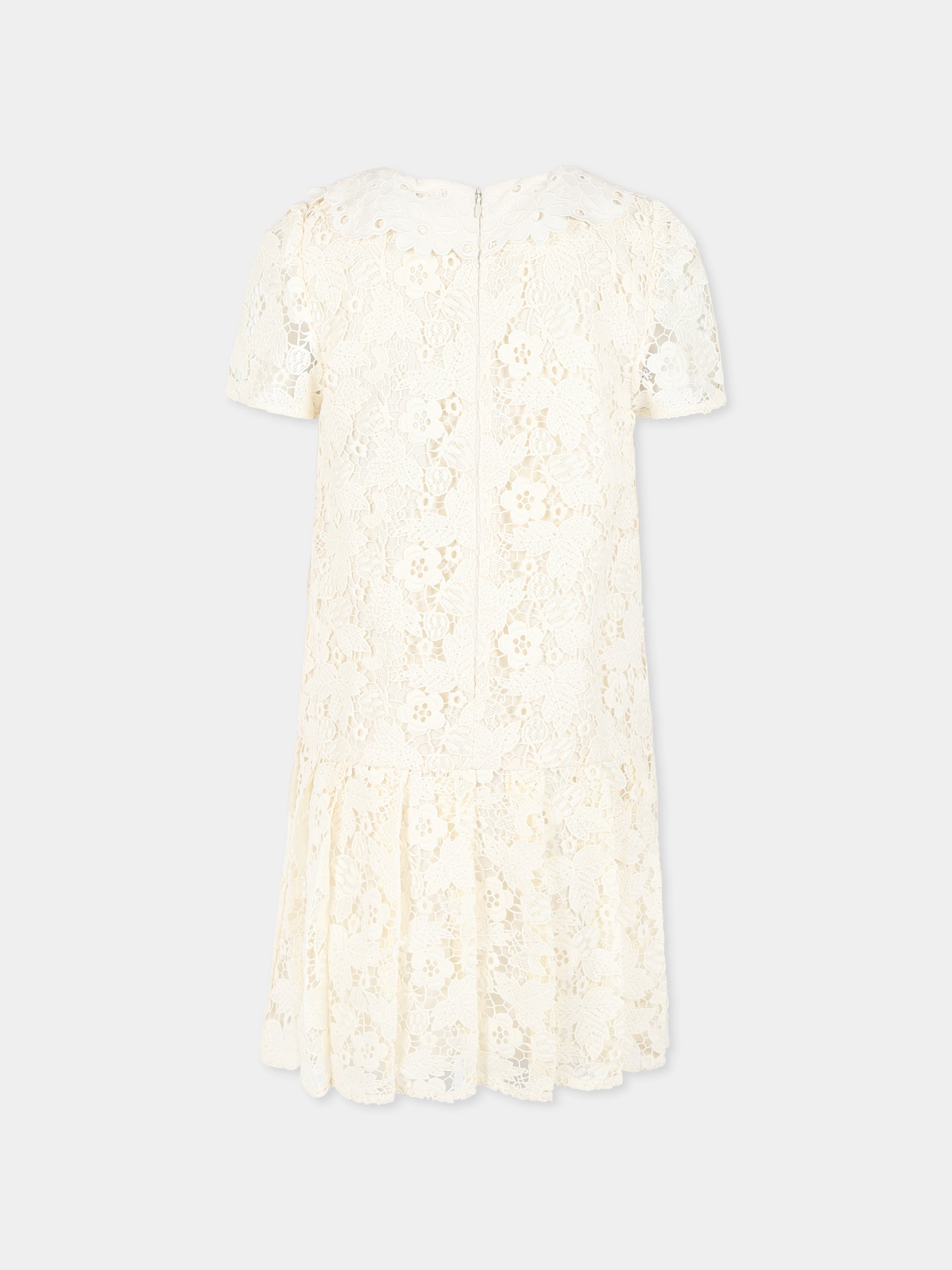 Vesito avorio per bambina con fiocco,Self-portrait,SS25-709S-C