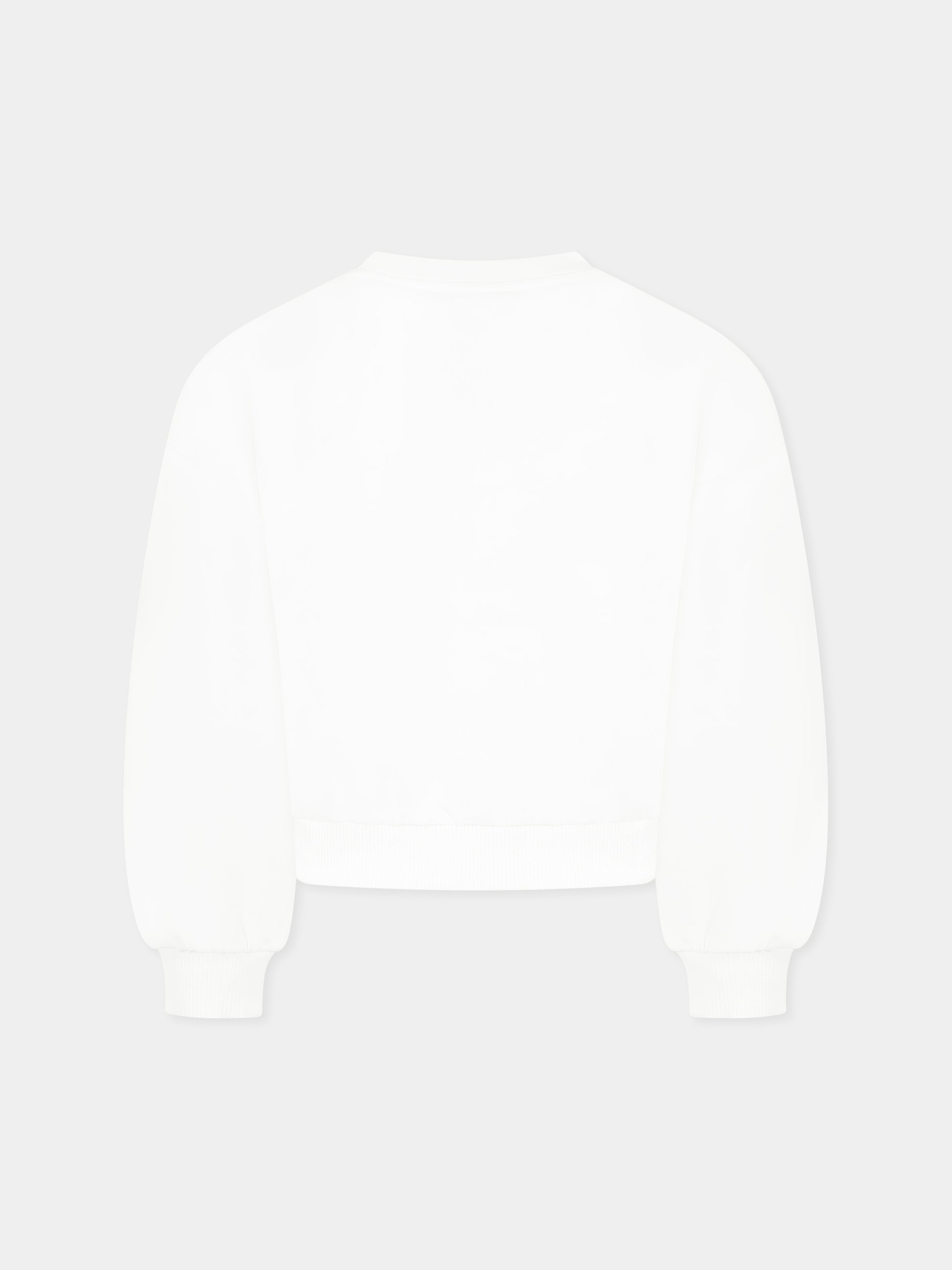 Felpa crop bianca per bambina con stampa bicicletta,Moschino Kids,HDF06C LDA13 10101