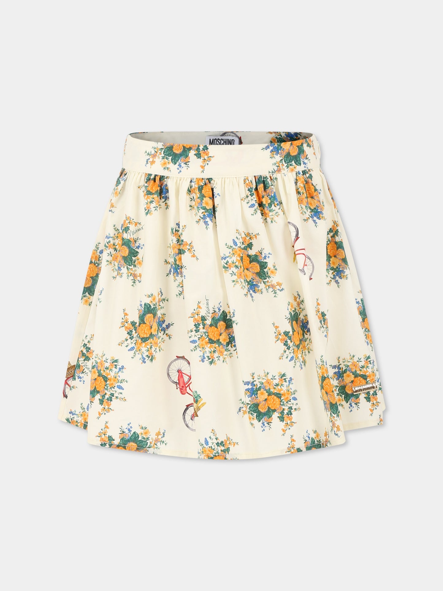 Gonna gialla per bambina con stampa floreale,Moschino Kids,HDJ03T LLB56 84435