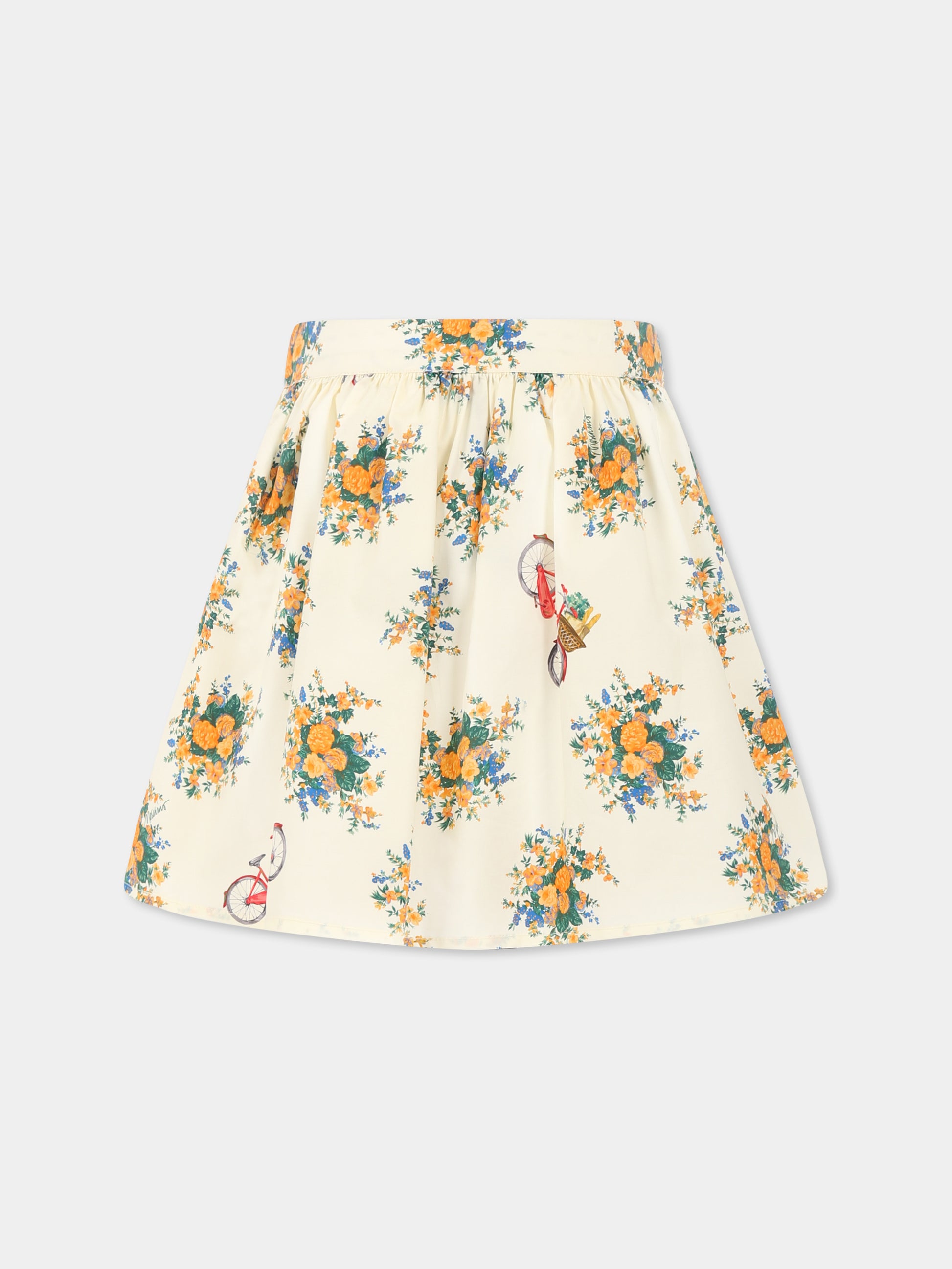 Gonna gialla per bambina con stampa floreale,Moschino Kids,HDJ03T LLB56 84435