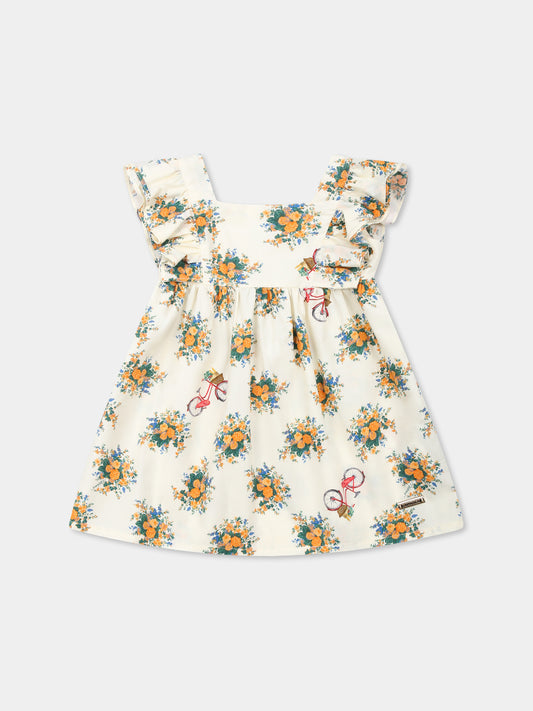Vestito giallo per neonata con stampa floreale,Moschino Kids,MDV0CL LLB55 84435