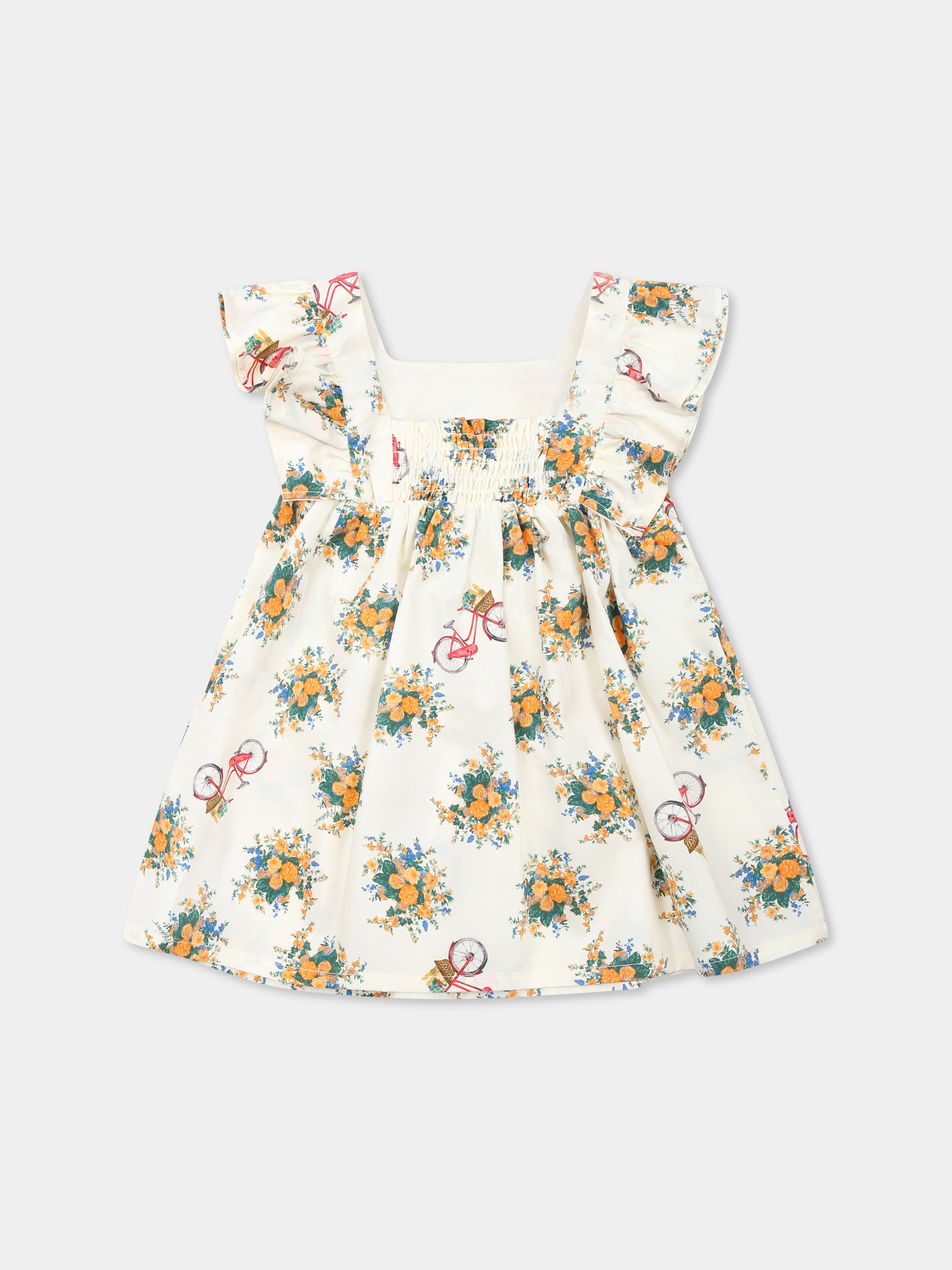 Vestito giallo per neonata con stampa floreale,Moschino Kids,MDV0CL LLB55 84435
