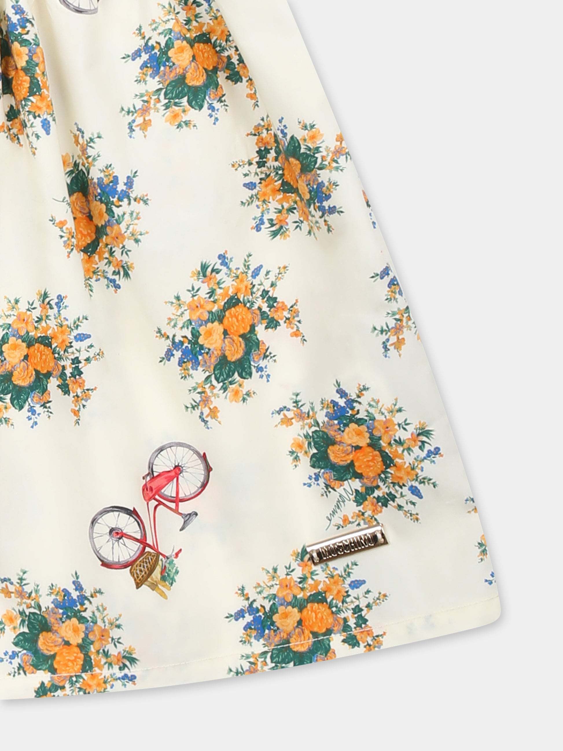 Vestito giallo per neonata con stampa floreale,Moschino Kids,MDV0CL LLB55 84435