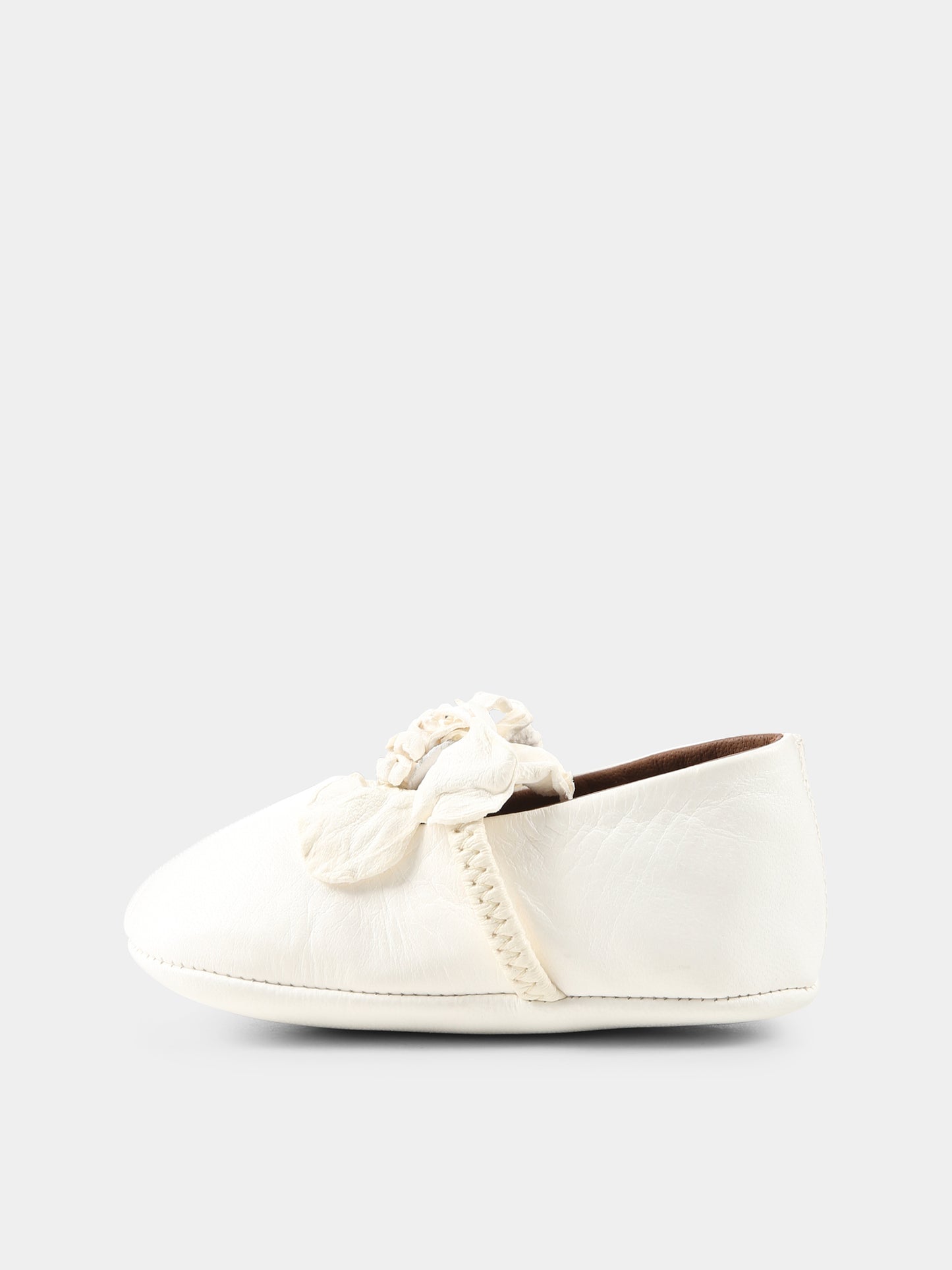 Ballerine bianche per neonata con fiore,Pèpè,00208 FLP NA BIANCO