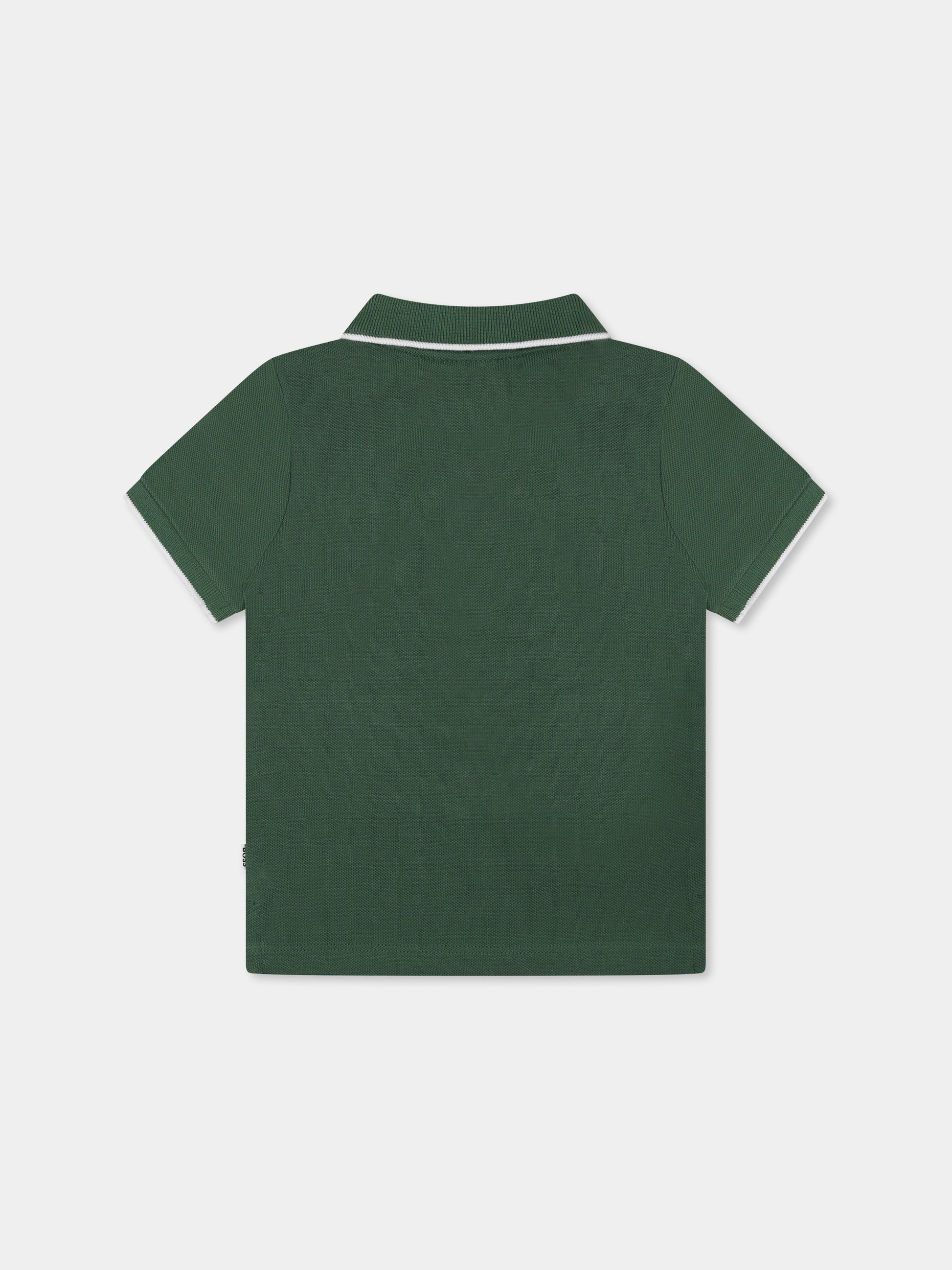 Polo verde per neonato con logo,Boss,J50593 651