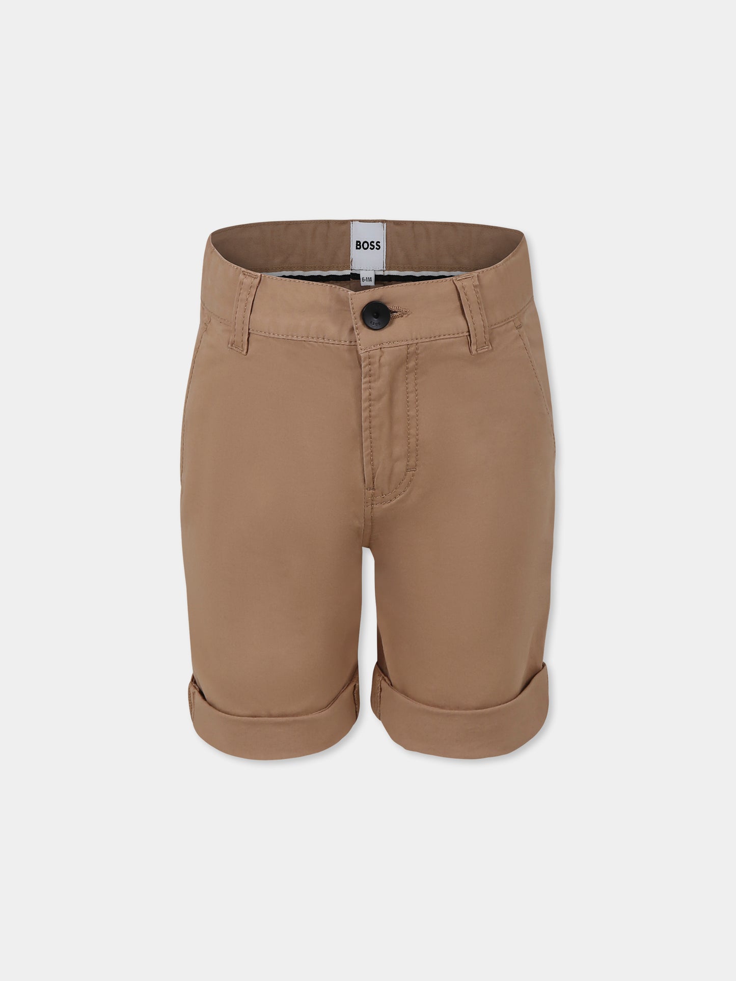 Shorts beige per bambino con logo,Boss,J50682 269