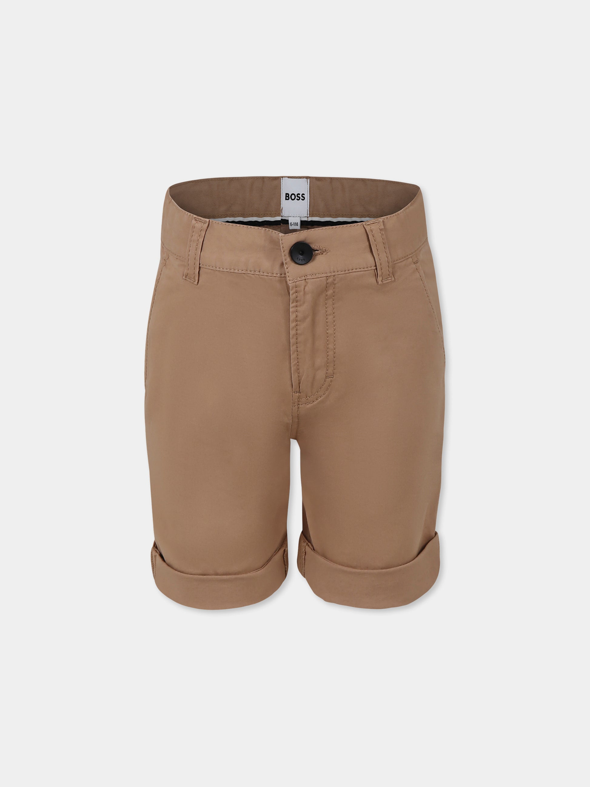 Shorts beige per bambino con logo,Boss,J50682 269
