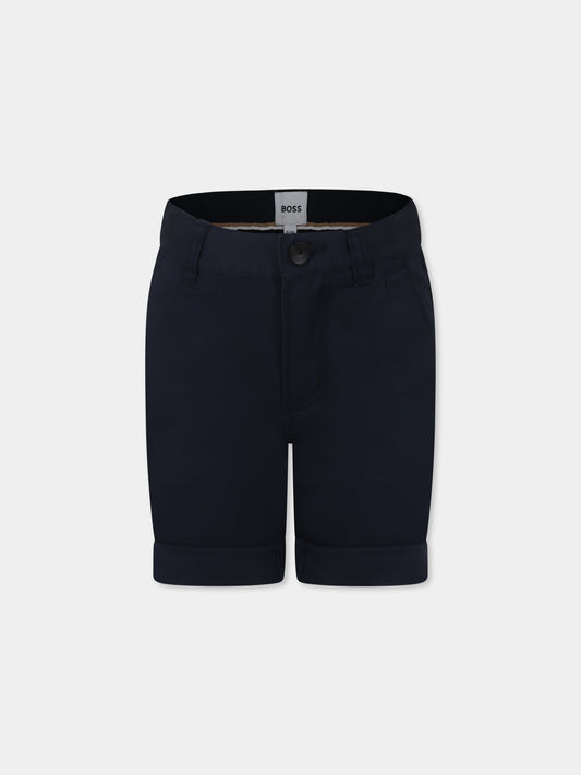 Shorts blu per bambino con logo,Boss,J50682 849