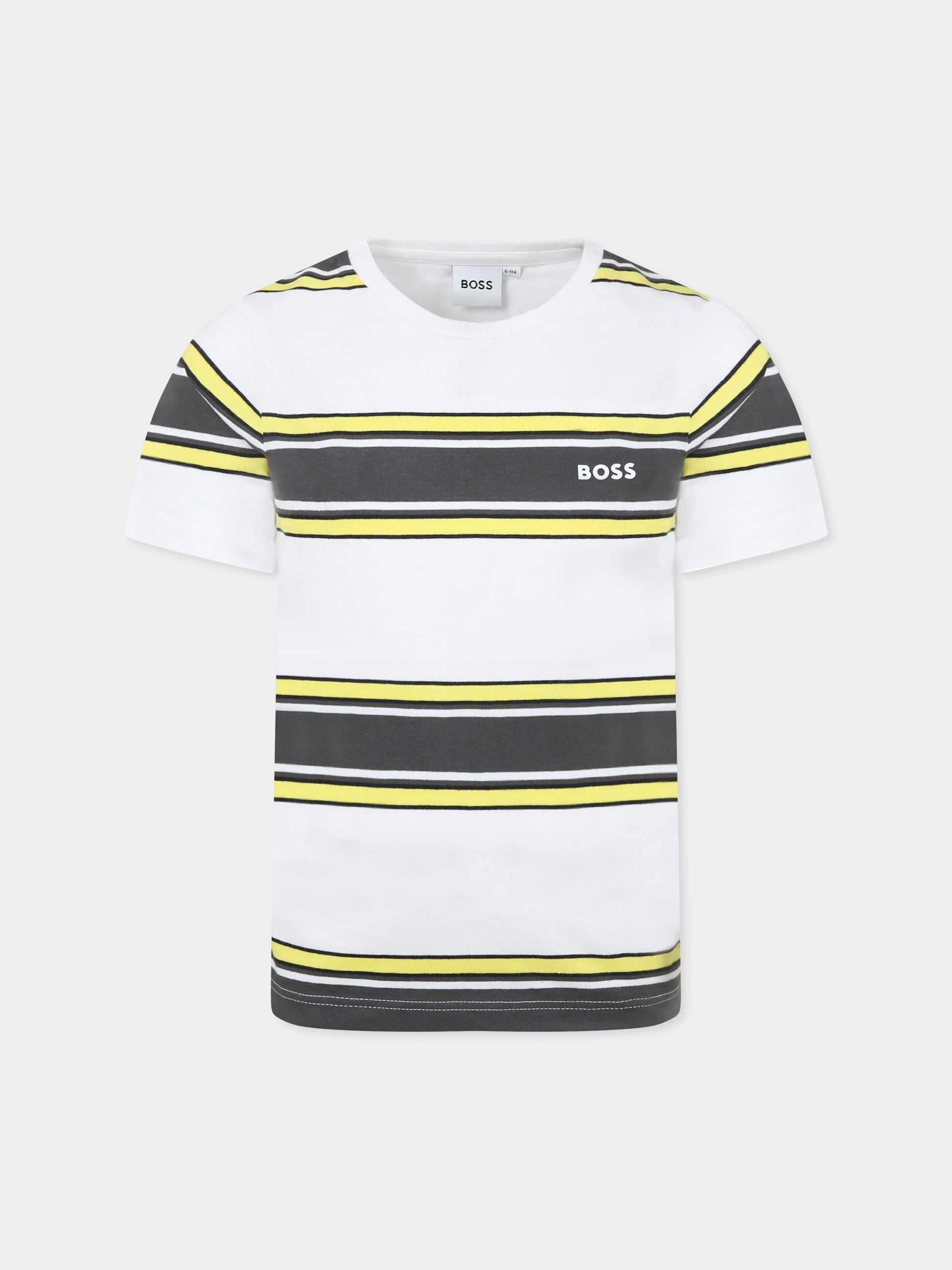 T-shirt bianca per bambino con logo,Boss,J50721 N05