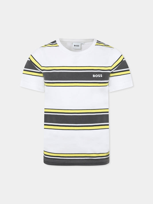 T-shirt bianca per bambino con logo,Boss,J50721 N05