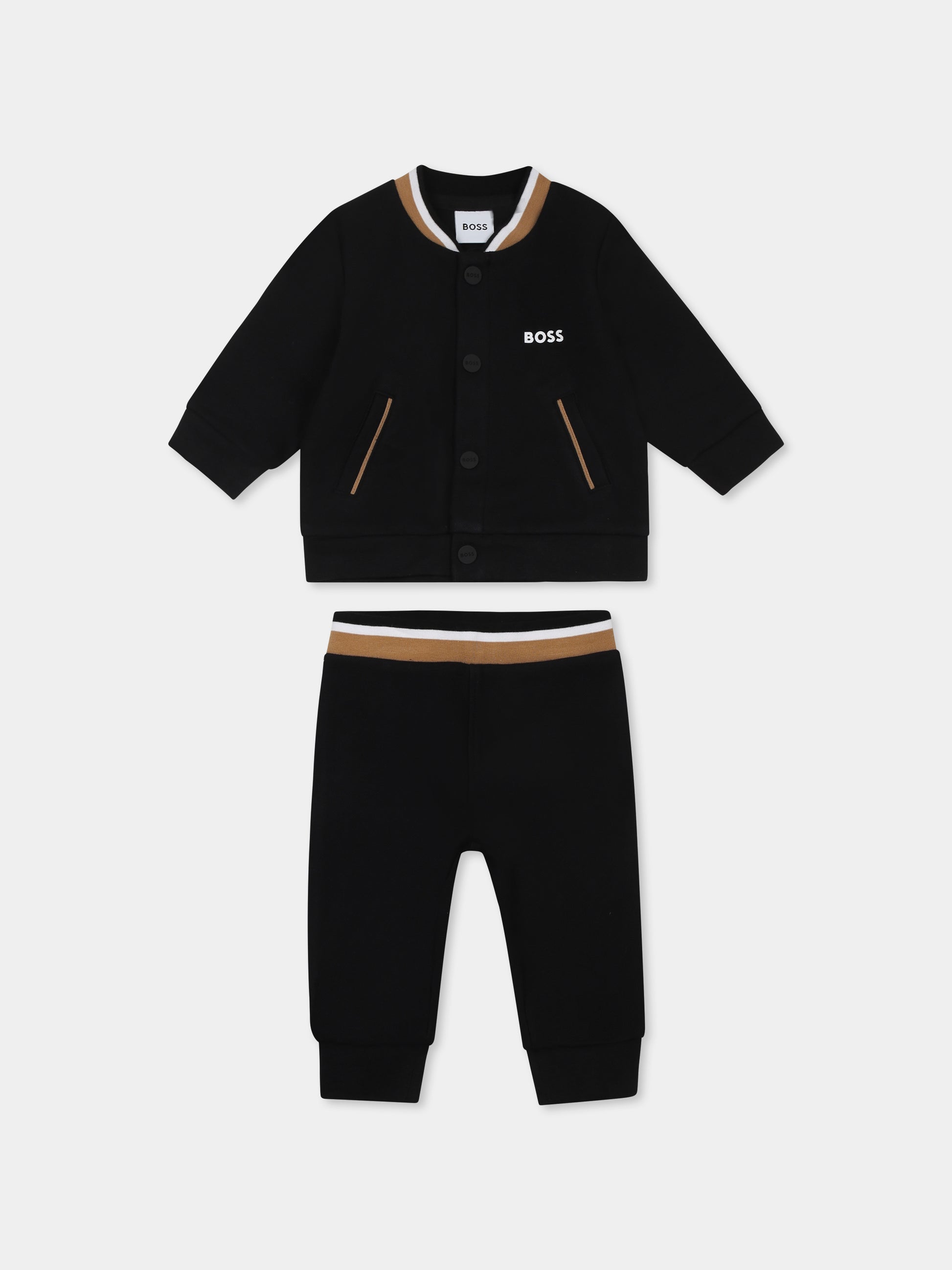 Completo nero per neonato con logo,Boss,J51608 09B