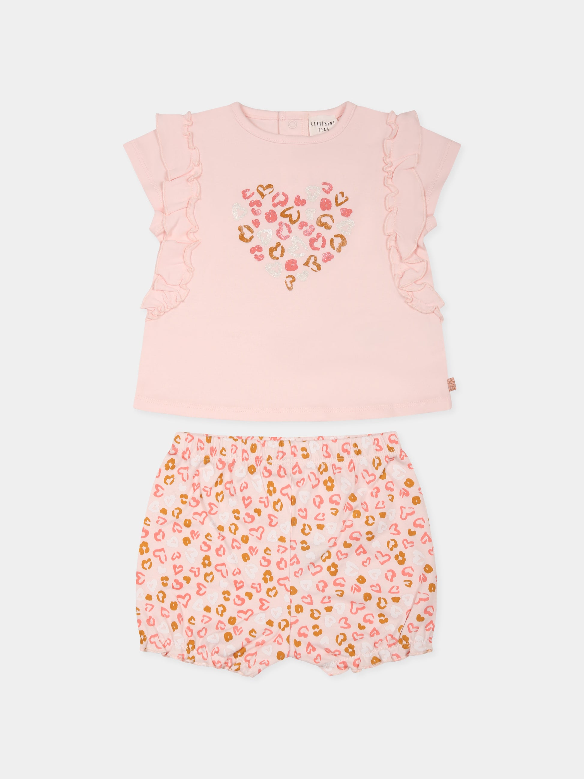 Completo rosa per neonata con cuori,Carrement Beau,Y30012 43B