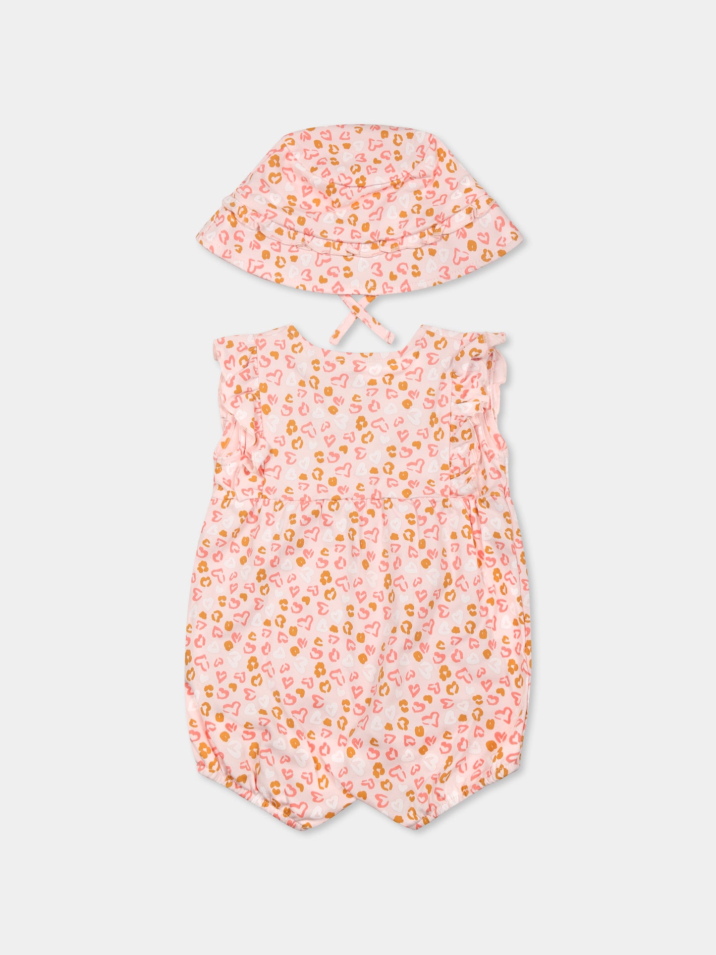 Set pagliaccetto rosa per neonata con cuori all over,Carrement Beau,Y30014 43B