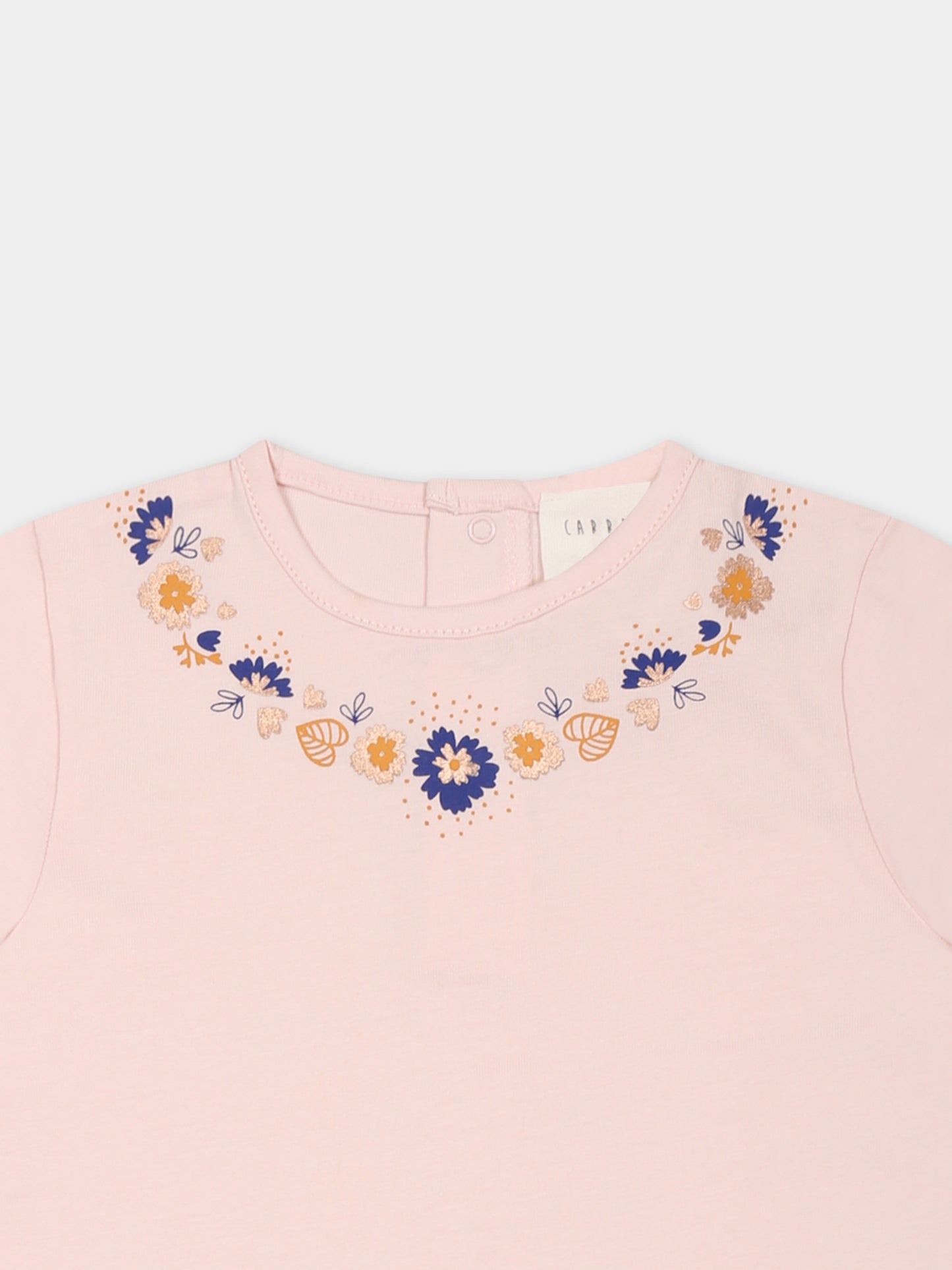 T-shirt rosa per neonata con fiori,Carrement Beau,Y30117 43B