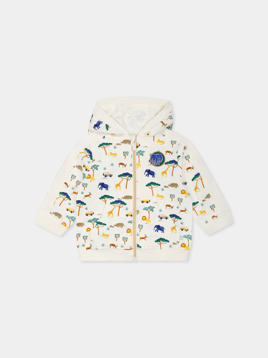 Felpa gialla per neonato con stampa savana,Carrement Beau,Y30128 519