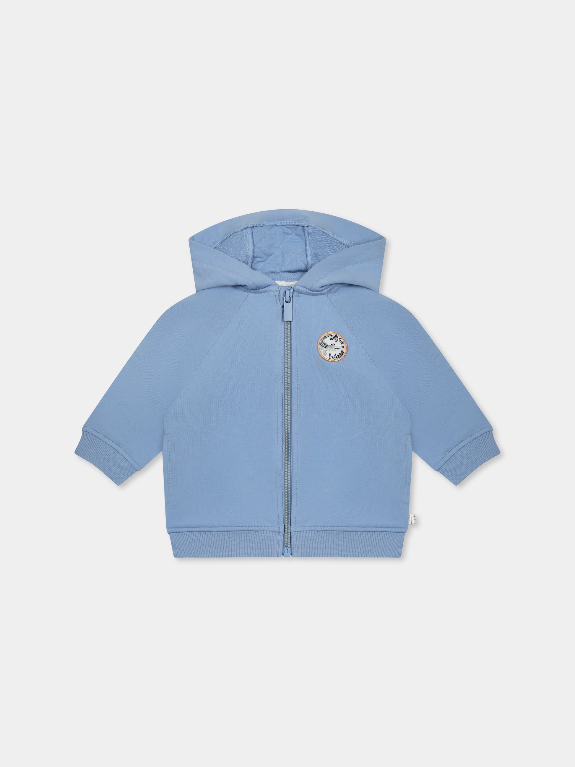 Felpa celeste per neonato con patch,Carrement Beau,Y30129 822