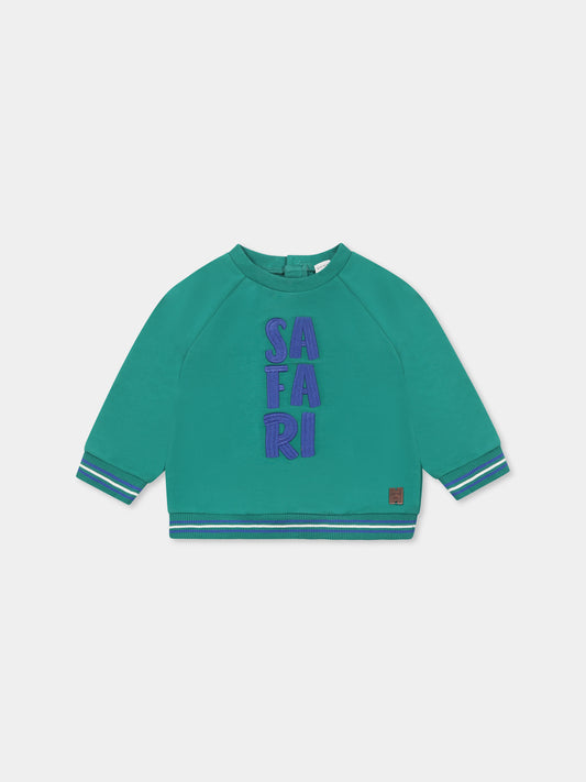 Felpa verde per neonato con scritta,Carrement Beau,Y30152 60C