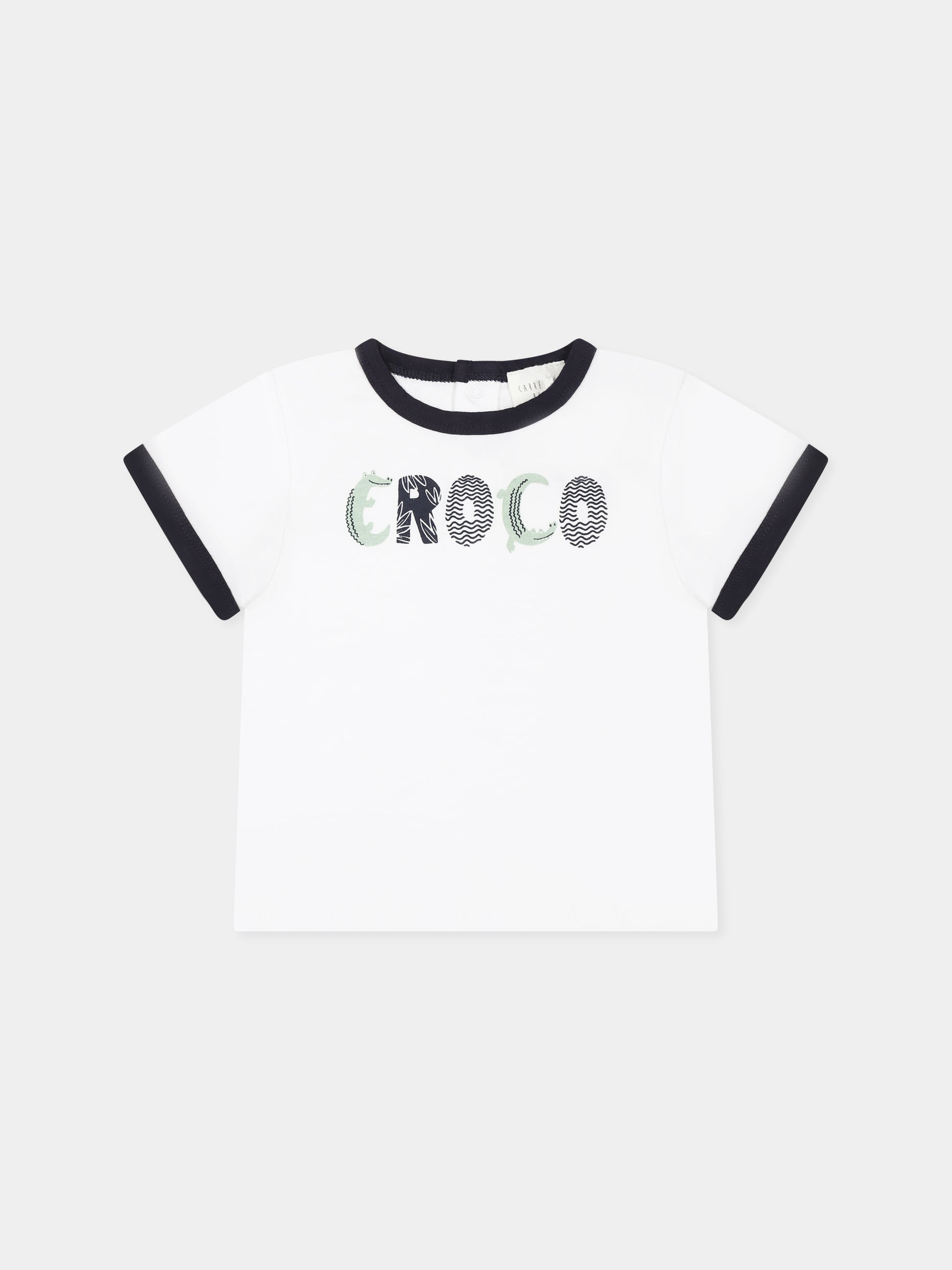 T-shirt bianca per neonato con scritta,Carrement Beau,Y30159 10P