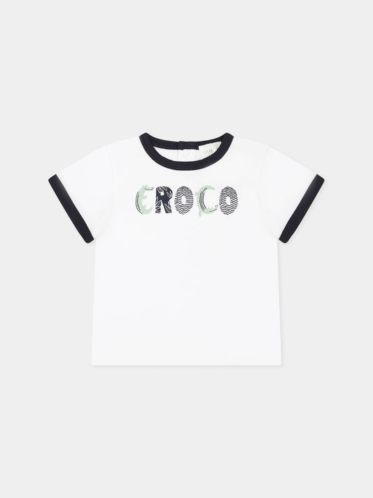 T-shirt bianca per neonato con scritta,Carrement Beau,Y30159 10P