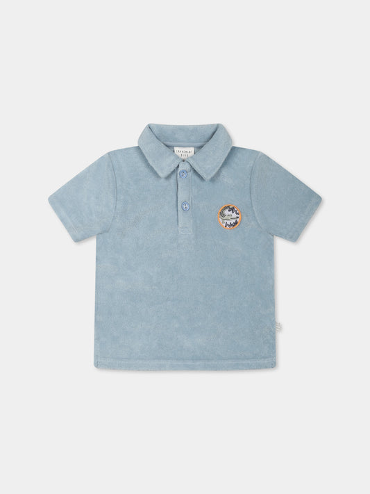 Polo celeste per neonato con patch,Carrement Beau,Y30160 76E