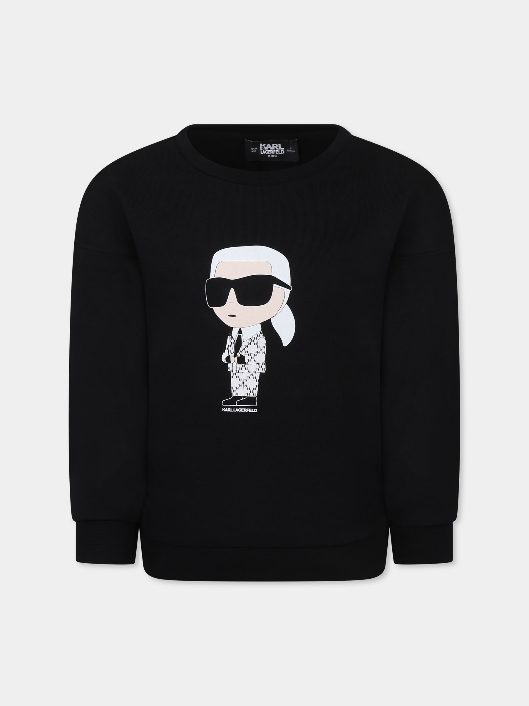 Felpa nera per bambino con Karl Lagerfeld,Karl Lagerfeld Kids,Z30042 09B