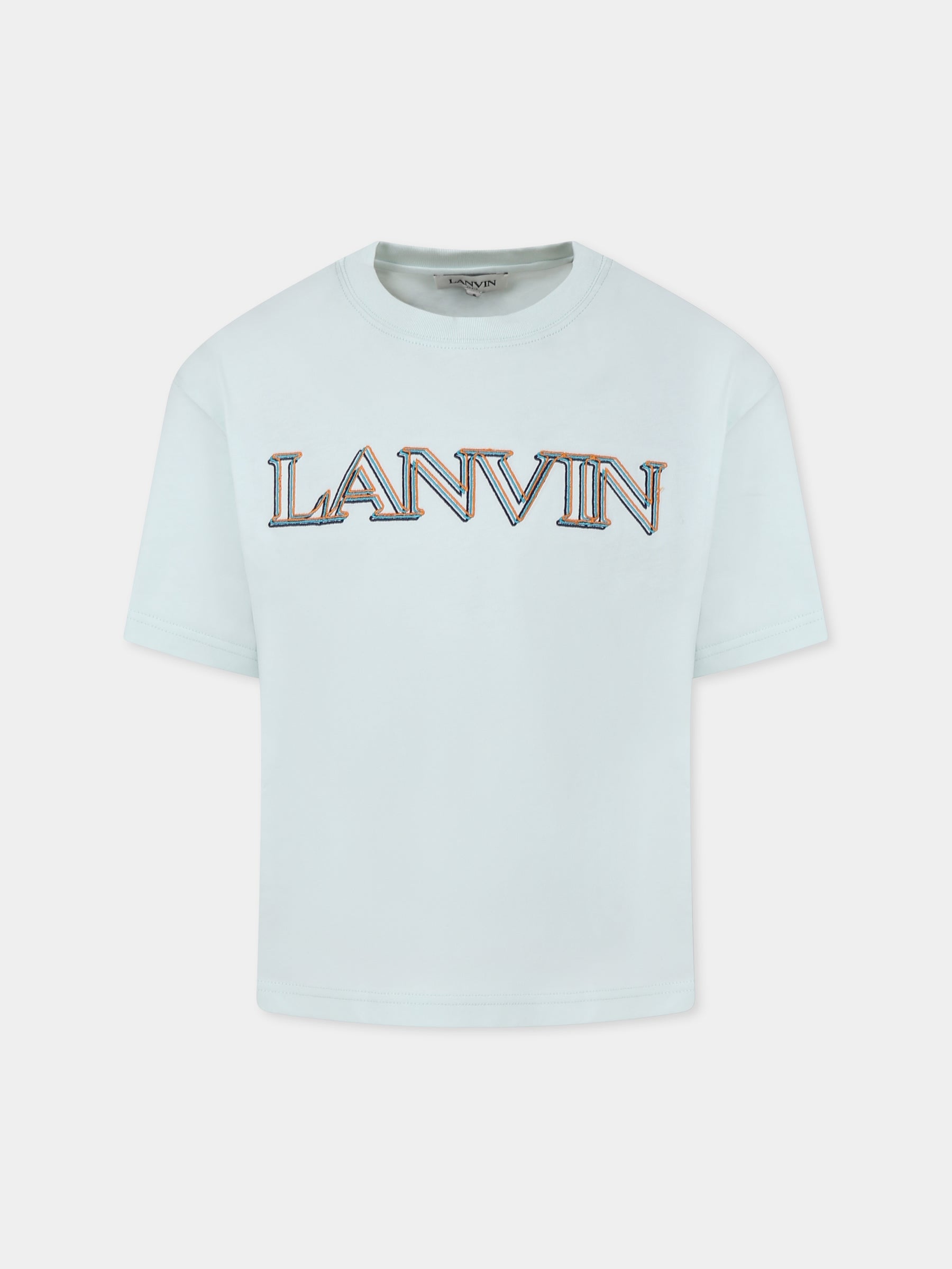 T-shirt verde per bambino con logo,Lanvin Petite,N30065 73B