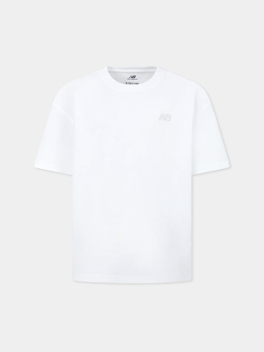 White t-shirt for boy with logo