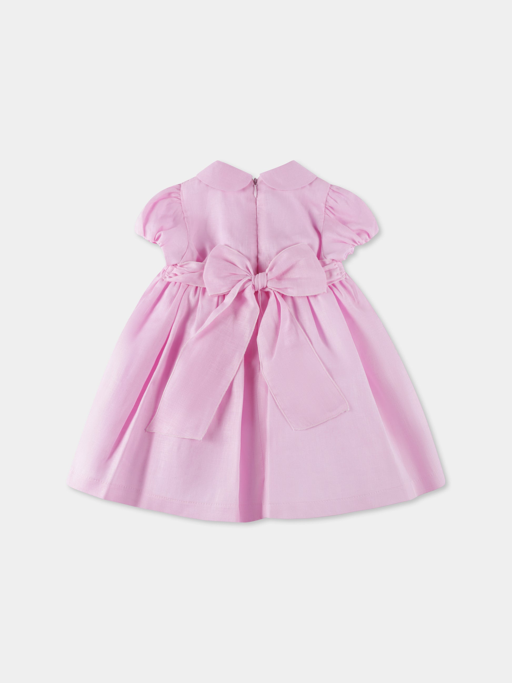 Vestito rosa per neonata con ricami,Mercadante 1939,M006 ROSA