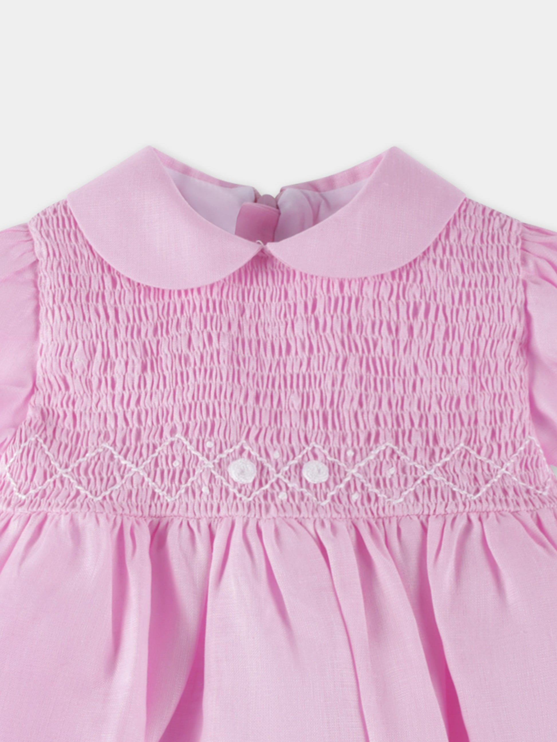 Vestito rosa per neonata con ricami,Mercadante 1939,M006 ROSA