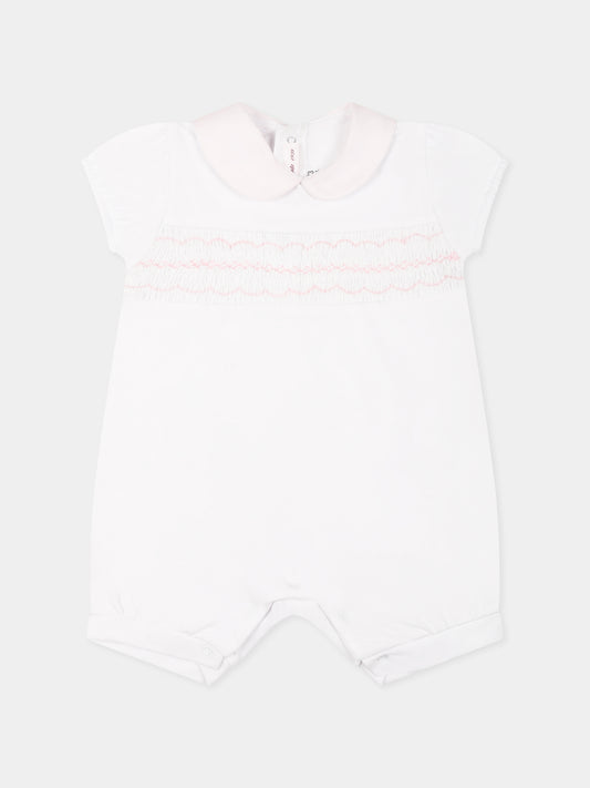 White romper for baby girl with embroidery