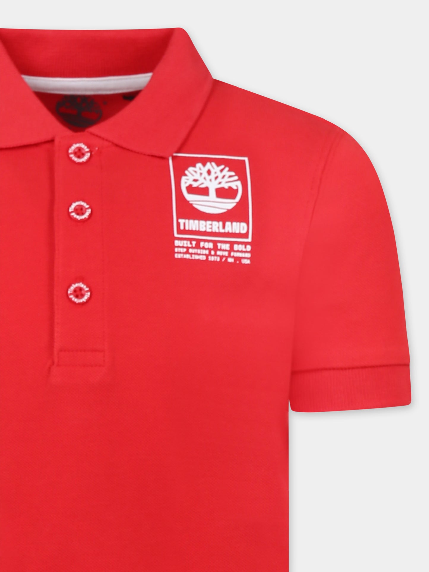 Polo rossa  per bambino con logo,Timberland,T60061 990