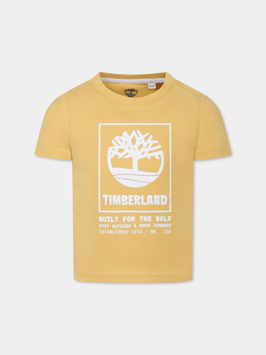 T-shirt gialla per bambino con logo,Timberland,T60082 58C