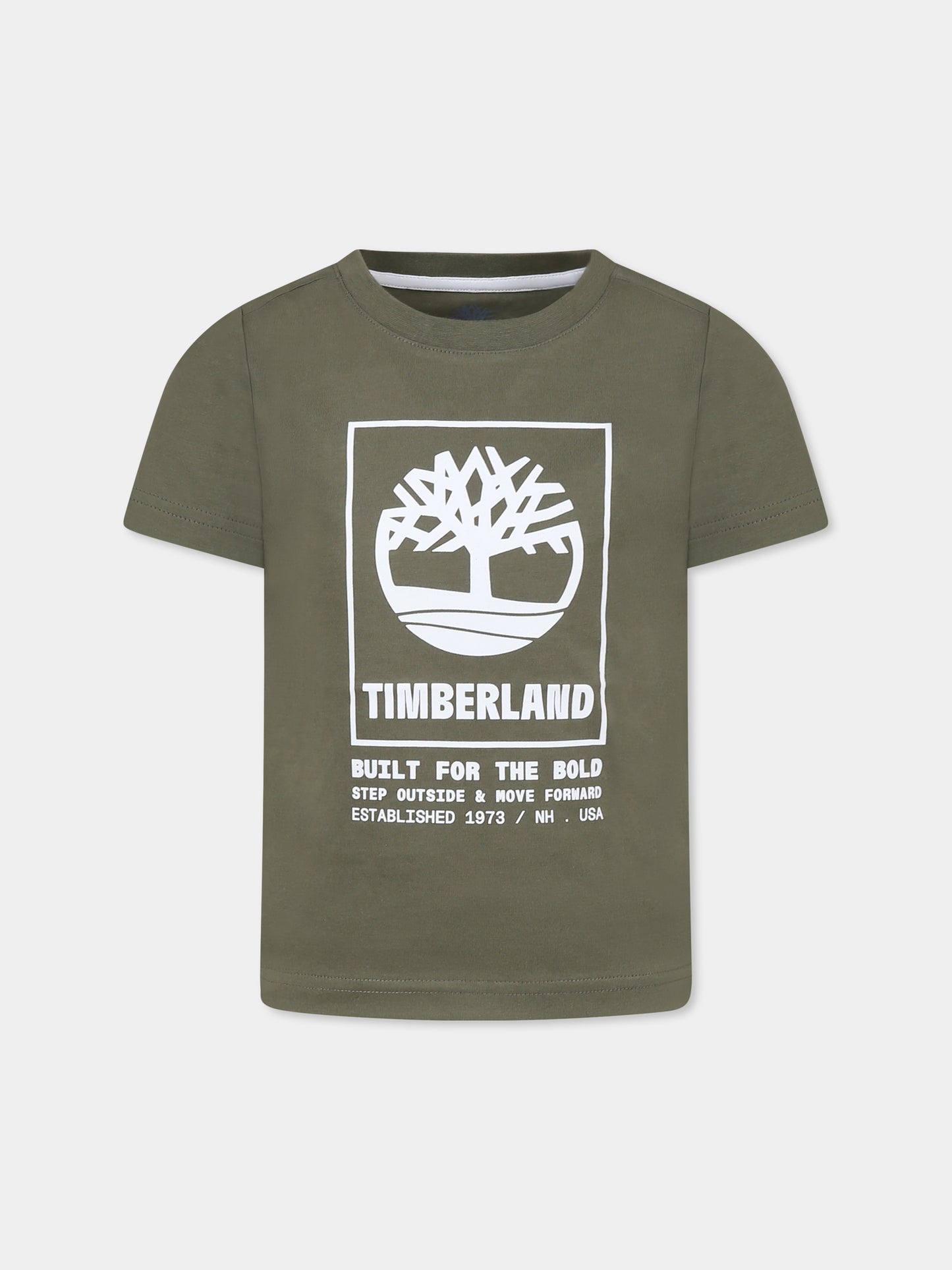 T-shirt verde per bambino con logo,Timberland,T60082 724