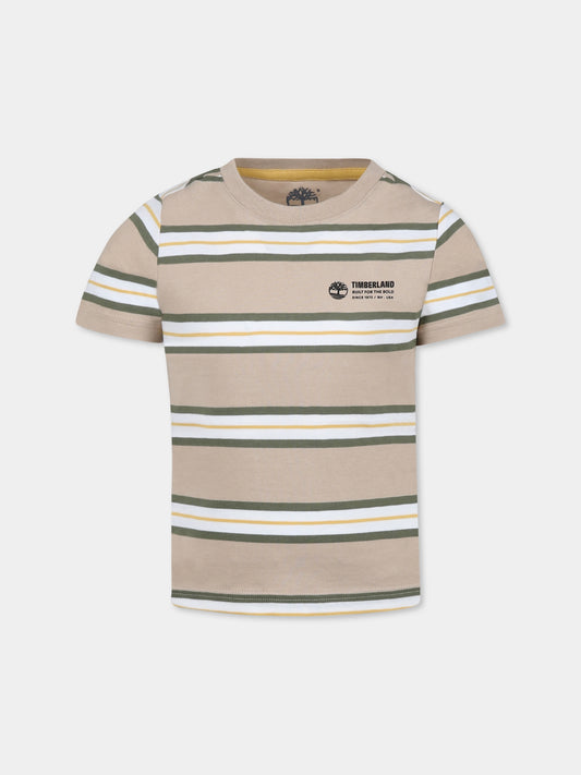 T-shirt beige per bambino con logo,Timberland,T60096 252