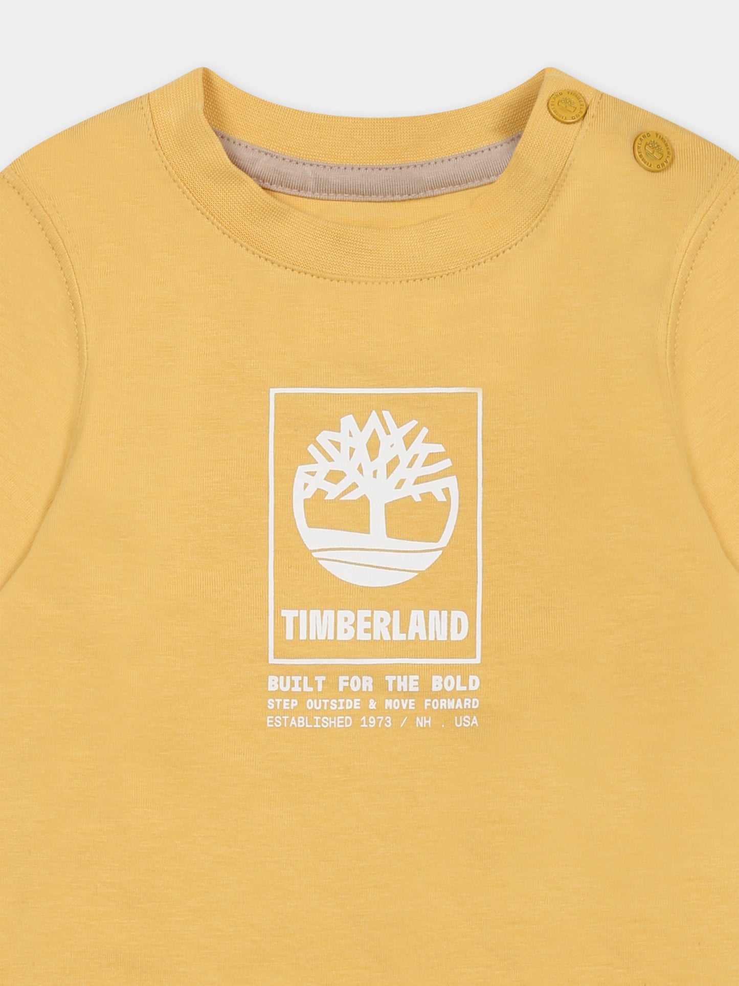 T-shirt gialla per neonato con logo,Timberland,T60100 58C