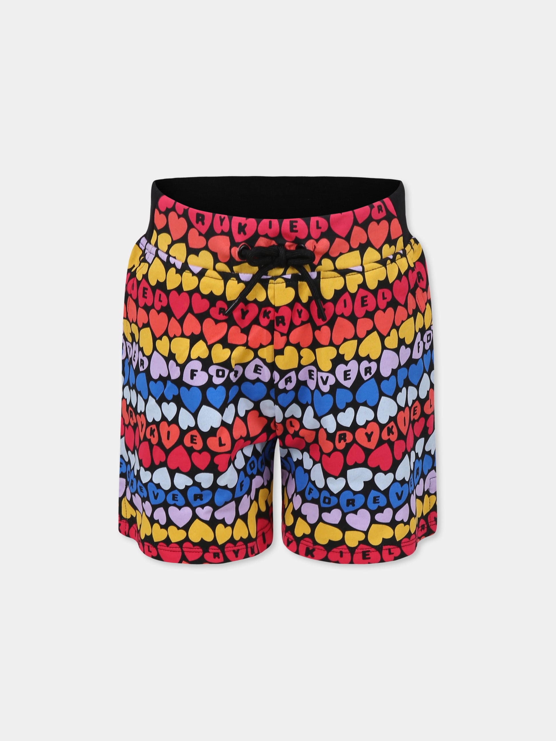 Shorts multicolor per bambina con cuori all over,Sonia Rykiel Paris,A00163 Z41